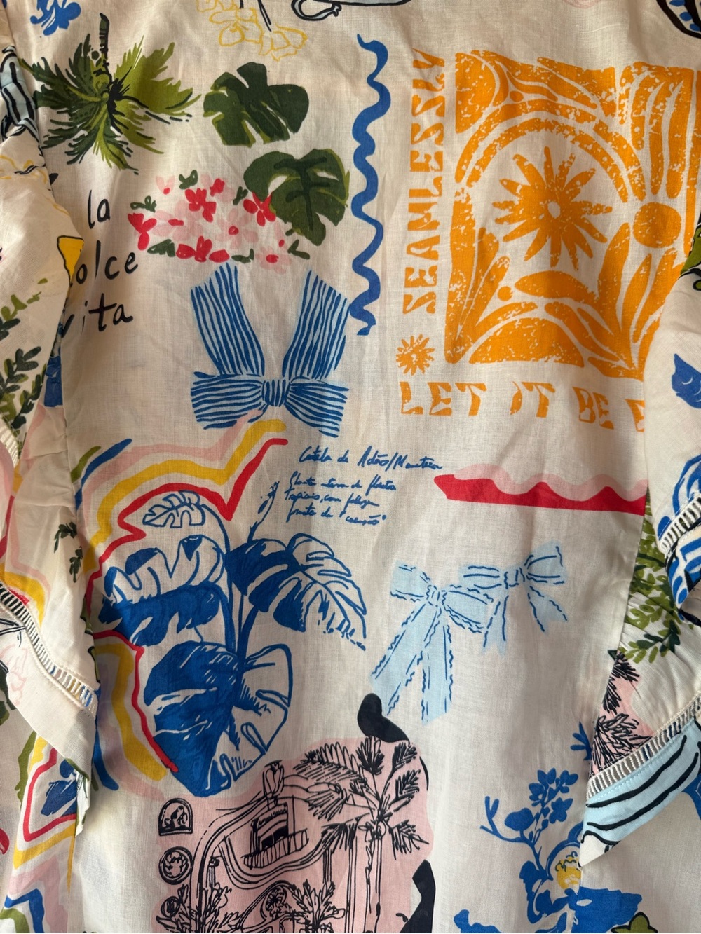 NEW Marc New York Colorful Tropical Print Button Front Blouse - Multicolor - Picture 4 of 5